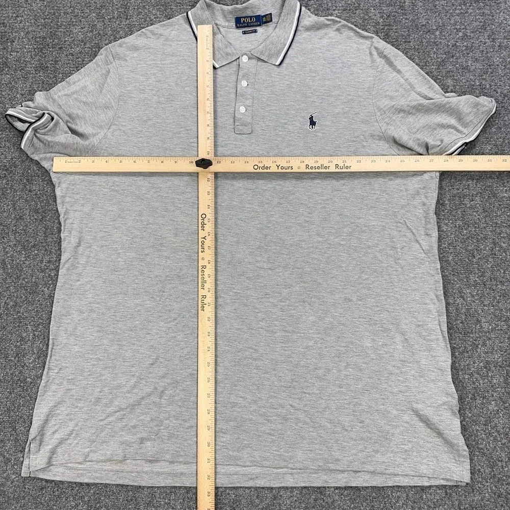 Polo Ralph Lauren Polo Shirt Mens 2XL Gray 100% Cotton Jersey Classic Fit Logo